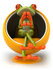 #42752 Royalty-Free Clipart Illustration of a Thoughtful 3d Red-Eyed Tree Frog Sitting In An Orange Coccoon Chair by Julos