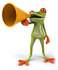 #42893 Royalty-Free (RF) Clipart Illustration of a 3d Red Eyed Tree Frog Speaking Through A Megaphone - Pose 1 by Julos