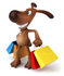 #42968 Royalty-Free (RF) Clipart Illustration of a 3d Brown Dog Mascot Carrying Shopping Bags - Version 3 by Julos