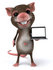 #42998 Royalty-Free (RF) Cartoon Clipart Illustration of a 3d Mouse Mascot Presenting A Laptop - Version 1 by Julos