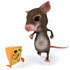#42999 Royalty-Free (RF) Cartoon Clipart Illustration of a 3d Mouse Mascot Chasing A Wedge Of Cheese - Version 1 by Julos