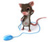 #43013 Royalty-Free (RF) Cartoon Clipart Illustration of a 3d Mouse Mascot Holding The Cable To A Computer Mouse - Version 2 by Julos