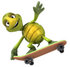 #43040 Royalty-Free (RF) Cartoon Clipart of a 3d Turtle Mascot Skateboarding - Version 4 by Julos