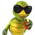 #43046 Royalty-Free (RF) Cartoon Clipart of a 3d Turtle Mascot Wearing Dark Shades And Drinking Fruit Punch by Julos