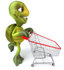 #43075 Royalty-Free (RF) Cartoon Clipart of a 3d Turtle Mascot Pushing A Shopping Cart by Julos