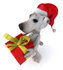 #43094 Royalty-Free (RF) Clipart Illustration of a 3d Jack Russell Terrier Dog Mascot Carrying A Christmas Gift - Pose 1 by Julos