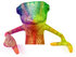 #43187 Royalty-Free (RF) Illustration of a 3d Rainbow Colored Chameleon Lizard Mascot Pointing Down To And Standing Behind A Blank Sign by Julos