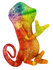 #43189 Royalty-Free (RF) Illustration of a 3d Rainbow Colored Chameleon Lizard Mascot Meditating - Pose 2 by Julos