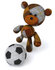 #43202 Royalty-Free (RF) Illustration of a 3d Knitted Teddy Bear Mascot Kicking A Soccer Ball - Pose 1 by Julos