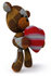 #43206 Royalty-Free (RF) Illustration of a 3d Knitted Teddy Bear Mascot Holding A Stuffed Heart - Pose 2 by Julos