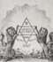 #43220 RF Illustration Of Sepia Toned Lions Holding Magen David With Hebrew Text by JVPD