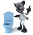 #43336 Royalty-Free (RF) Clipart Illustration of a 3d Siamese Cat Mascot Standing By A Blue Toilet - Pose 2 by Julos