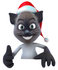 #43365 Royalty-Free (RF) Clipart Illustration of a 3d Christmas Siamese Cat Mascot Giving The Thumbs Up And Standing Behind A Blank Sign by Julos