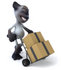 #43376 Royalty-Free (RF) Clipart Illustration of a 3d Siamese Cat Mascot Moving Boxes On A Dolly - Pose 2 by Julos