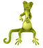 #43389 Royalty-Free (RF) Illustration of a 3d Green Gecko Mascot Sitting On And Pointing Down At A Blank Sign by Julos