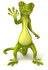 #43395 Royalty-Free (RF) Illustration of a 3d Green Gecko Mascot Standing And Waving - Version 1 by Julos