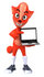 #43421 Royalty-Free (RF) Illustration of a 3d Red Fox Mascot Holding A Laptop - Pose 2 by Julos