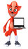#43423 Royalty-Free (RF) Illustration of a 3d Red Fox Mascot Holding A Laptop - Pose 1 by Julos