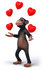 #43445 Royalty-Free (RF) Illustration of a 3d Chimpanzee Mascot Juggling Hearts - Version 2 by Julos