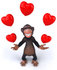 #43446 Royalty-Free (RF) Illustration of a 3d Chimpanzee Mascot Juggling Hearts - Version 3 by Julos