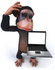 #43447 Royalty-Free (RF) Illustration of a 3d Chimpanzee Mascot Holding A Laptop - Version 5 by Julos