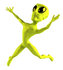 #43507 Royalty-Free (RF) Illustration of a 3d Green Alien Leaping Or Dancing by Julos