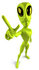 #43513 Royalty-Free (RF) Illustration of a 3d Green Alien Holding Up A Finger, Here In Peace by Julos