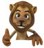 #43527 Royalty-Free (RF) Illustration of a 3d Lion Mascot Giving The Thumbs Up And Standing Behind A Blank Sign by Julos