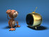 #43593 Royalty-Free (RF) Illustration of a 3d Monkey Mascot Watching Tv - Version 3 by Julos