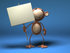 #43598 Royalty-Free (RF) Illustration of a 3d Monkey Mascot Holding A Sign On A Post - Version 3 by Julos