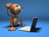 #43600 Royalty-Free (RF) Illustration of a 3d Monkey Mascot Using A Laptop - Version 3 by Julos