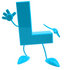 #43756 Royalty-Free (RF) Illustration of a 3d Turquoise Letter L Character With Arms And Legs by Julos