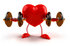 #43780 Royalty-Free (RF) Illustration of a Romantic 3d Red Love Heart Mascot Strength Training With Dumbbells - Version 1 by Julos
