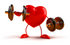 #43791 Royalty-Free (RF) Illustration of a Romantic 3d Red Love Heart Mascot Strength Training With Dumbbells - Version 3 by Julos