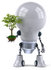 #43843 Royalty-Free (RF) Illustration of a 3d Robotic Incandescent  Light Bulb Mascot Holding A Plant - Version 1 by Julos