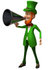 #43862 Royalty-Free (RF) Illustration of a Friendly 3d Leprechaun Man Mascot Announcing Through A Megaphone - Version 5 by Julos