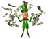 #43871 Royalty-Free (RF) Illustration of a Friendly 3d Leprechaun Man Mascot Throwing Cash - Version 4 by Julos