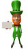 #43872 Royalty-Free (RF) Illustration of a Friendly 3d Leprechaun Man Mascot Holding Out A Blank Business Card - Version 3 by Julos