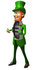 #43875 Royalty-Free (RF) Illustration of a Friendly 3d Leprechaun Man Mascot Holding A Euro Symbol - Version 1 by Julos