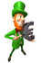 #43882 Royalty-Free (RF) Illustration of a Friendly 3d Leprechaun Man Mascot Holding A Euro Symbol - Version 3 by Julos