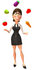 #43920 Royalty-Free (RF) Illustration of a 3d White Businesswoman Mascot Juggling Veggies - Version 1 by Julos