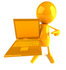 #43948 Royalty-Free (RF) Illustration of a 3d Orange Man Mascot Holding A Laptop by Julos