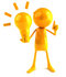#43984 Royalty-Free (RF) Illustration of a 3d Orange Man Mascot Holding A Light Bulb - Version 1 by Julos