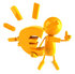 #43987 Royalty-Free (RF) Illustration of a 3d Orange Man Mascot Holding A Euro Symbol - Version 3 by Julos