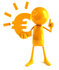 #43990 Royalty-Free (RF) Illustration of a 3d Orange Man Mascot Holding A Euro Symbol - Version 1 by Julos