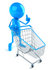 #43996 Royalty-Free (RF) Illustration of a 3d Blue Man Mascot Pushing A Shopping Cart - Version 1 by Julos