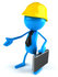 #44031 Royalty-Free (RF) Illustration of a 3d Blue Man Mascot Contractor Reaching Out To Shake Hands - Version 2 by Julos