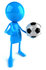 #44033 Royalty-Free (RF) Illustration of a 3d Blue Man Mascot Playing Soccer - Version 2 by Julos