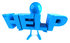 #44043 Royalty-Free (RF) Illustration of a 3d Blue Man Mascot Holding HELP - Version 3 by Julos
