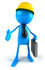 #44049 Royalty-Free (RF) Illustration of a 3d Blue Man Mascot Contractor Reaching Out To Shake Hands - Version 1 by Julos